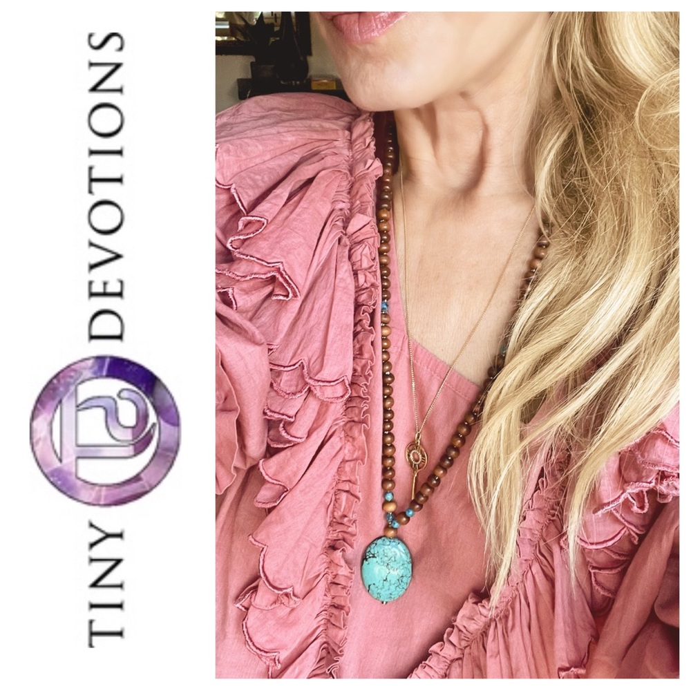 📿💎 Tiny Devotions Sandalwood Turquoise Mala 108 beads 💎📿